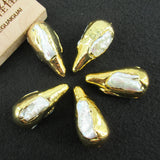 5 pcs Freshwater Cultured Pearl Teardrop Beads Plated Beads