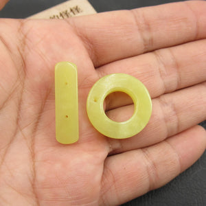 5PCS 25mm Natural Green Jade OT Clasp for Jewelry Making DIY