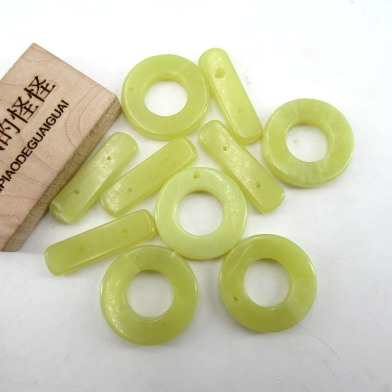 5PCS 25mm Natural Green Jade OT Clasp for Jewelry Making DIY