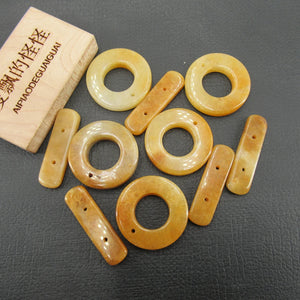 5PCS 25mm Natural Huangshan Yellow Jade OT Clasp Necklace Bracelet DIY