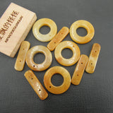 5PCS 25mm Natural Huangshan Yellow Jade OT Clasp Necklace Bracelet DIY
