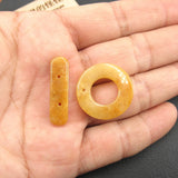 5PCS 25mm Natural Huangshan Yellow Jade OT Clasp Necklace Bracelet DIY