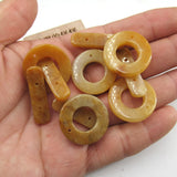 5PCS 25mm Natural Huangshan Yellow Jade OT Clasp Necklace Bracelet DIY