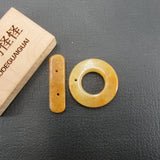 5PCS 25mm Natural Huangshan Yellow Jade OT Clasp Necklace Bracelet DIY