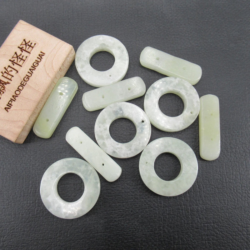 5PCS 25mm Green Jade OT Clasp Necklace Bracelet DIY
