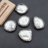 5PCS Freshwater Cultured Keshi Pearl CZ Beads for Necklace DIY