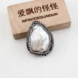 5PCS Freshwater Cultured Keshi Pearl CZ Beads for Necklace DIY