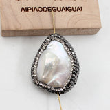 5PCS Freshwater Cultured Keshi Pearl CZ Beads for Necklace DIY