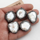 5PCS Freshwater Cultured Keshi Pearl CZ Beads for Necklace DIY