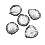 5PCS Freshwater Cultured Keshi Pearl CZ Beads for Necklace DIY