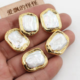5PCS Freshwater Cultured Square Pearl Beads For Women Necklace DIY