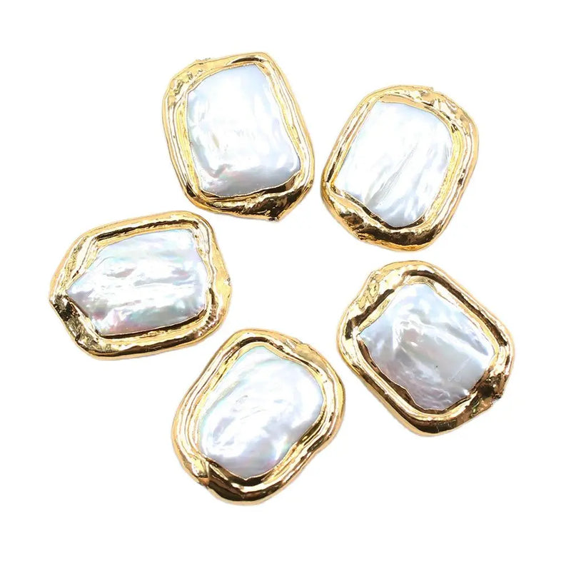 5PCS Freshwater Cultured Square Pearl Beads For Women Necklace DIY