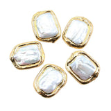 5PCS Freshwater Cultured Square Pearl Beads For Women Necklace DIY