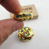 5PCS Natural Aventurine Coin Edge Plated Beads