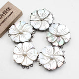 5Pcs 33mm 3 Rows Shell Flower Pearl Clasp Jewelry Making DIY