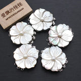 5Pcs 33mm 3 Rows Shell Flower Pearl Clasp Jewelry Making DIY