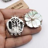 5Pcs 33mm 3 Rows Shell Flower Pearl Clasp Jewelry Making DIY