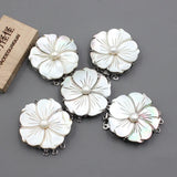 5Pcs 33mm 3 Rows Shell Flower Pearl Clasp Jewelry Making DIY