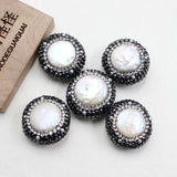 5Pcs Coin Pearl CZ Paved Beads for Necklace DIY