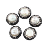 5Pcs Coin Pearl CZ Paved Beads for Necklace DIY