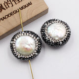 5Pcs Coin Pearl CZ Paved Beads for Necklace DIY