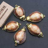 5Pcs Natural Conch Shell Plated Beads Loose Beads Connetor For DIY Jewelry