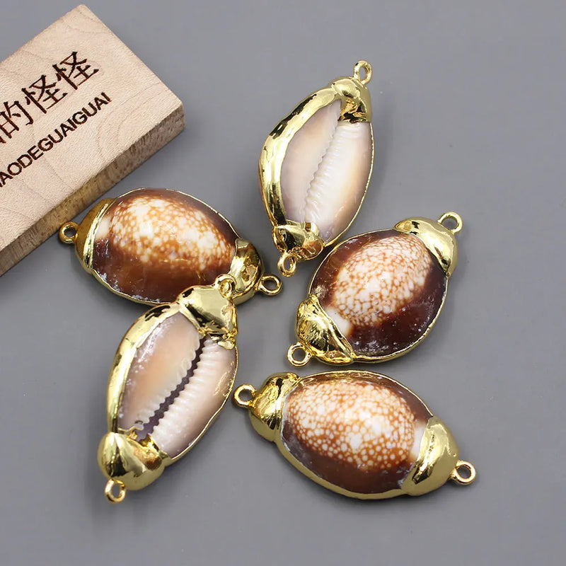 5Pcs Natural Conch Shell Plated Beads Loose Beads Connetor For DIY Jewelry