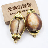 5Pcs Natural Conch Shell Plated Beads Loose Beads Connetor For DIY Jewelry