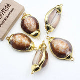 5Pcs Natural Conch Shell Plated Beads Loose Beads Connetor For DIY Jewelry