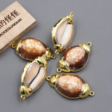5Pcs Natural Conch Shell Plated Beads Loose Beads Connetor For DIY Jewelry