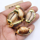 5Pcs Natural Conch Shell Plated Beads Loose Beads Connetor For DIY Jewelry