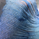 AQUAMARINE Beads Roundel Faceted 4mm Nature Jewelry Necklace 14in