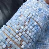 AQUAMARINE Loose Beads Square Faceted 4-5/6mm 14-Inch