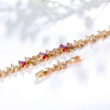 ARUEL Colorful Crystal Flower Bracelet For Women Ladies