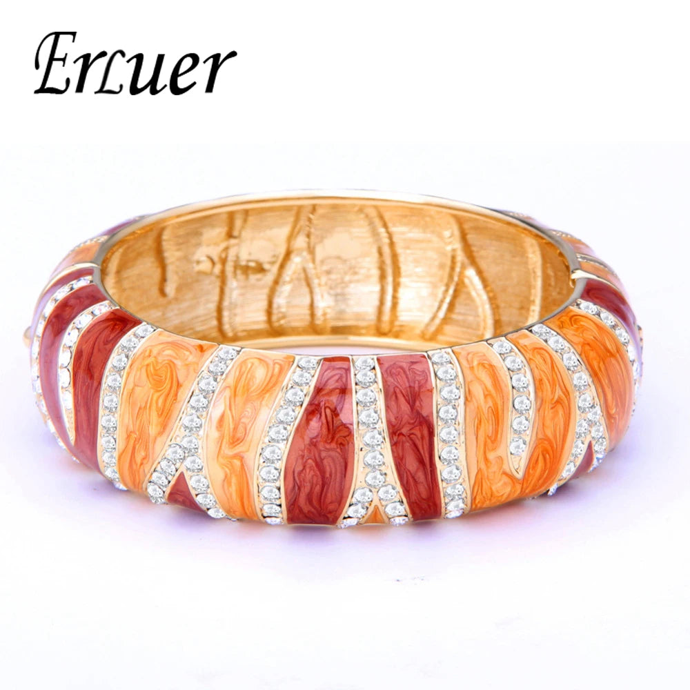 ARUEL Crystal Pave Setting Bangle Cuff for Women