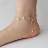 ASHIIQI Freshwater Pearl Anklet 925 Silver Wedding Jewelry