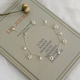 ASHIIQI Freshwater Pearl Anklet 925 Silver Wedding Jewelry