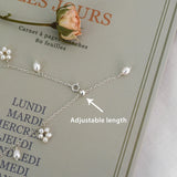 ASHIIQI Freshwater Pearl Anklet 925 Silver Wedding Jewelry