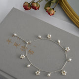 ASHIIQI Freshwater Pearl Anklet Women 925 Sterling Silver Wedding