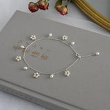 ASHIIQI Freshwater Pearl Anklet Women 925 Sterling Silver Wedding