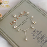 ASHIIQI Freshwater Pearl Bracelet 925 Sterling Silver Wedding