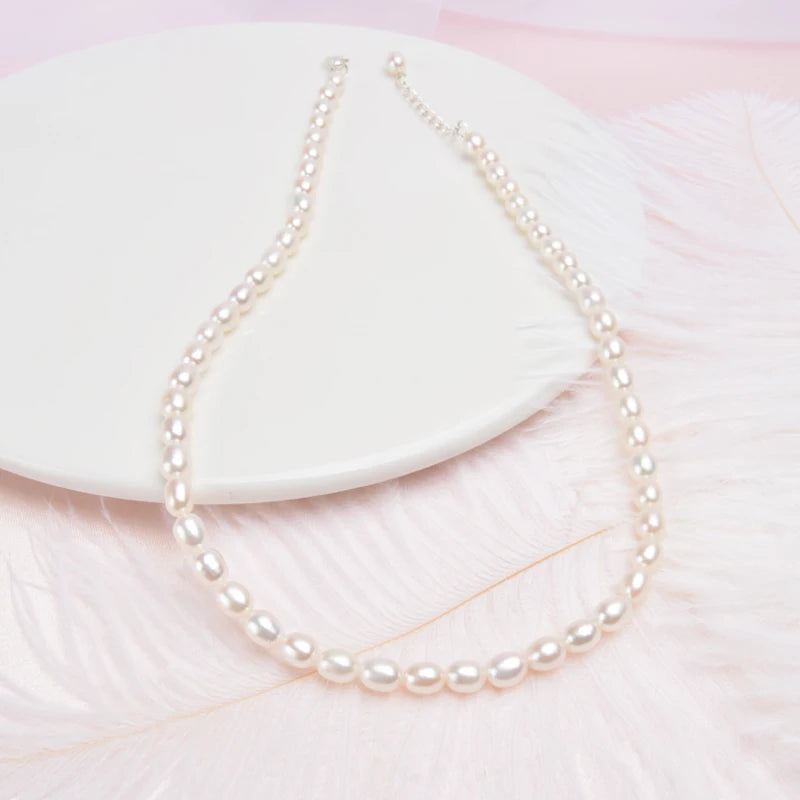 ASHIQ Mini Freshwater Pearl Necklace 925 Sterling Silver Girl Gift