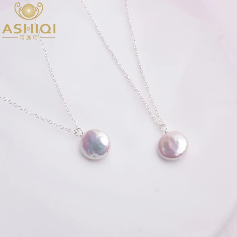 12-13mm Freshwater Pearl Necklace Pendant 925 Sterling Silver Jewelry