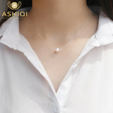 Freshwater Pearl Necklace 925 Sterling Silver Chain Jewelry Girls Women