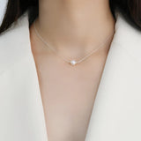 Freshwater Pearl Necklace 925 Sterling Silver Chain Jewelry Girls Women