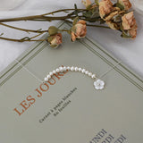 Freshwater Pearl Bracelet 925 Silver Shell Flowers