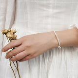 Freshwater Pearl Bracelet 925 Silver Shell Flowers