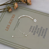 Mini Freshwater Pearl Bracelet 925 Sterling Silver Natural Shell Flowers