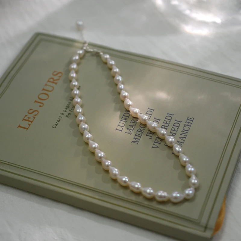 Baroque Pearl Necklace 925 Sterling Silver Clasp Jewelry