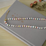Colorful Beads Freshwater Pearl Necklace with Gold-plated Buckle